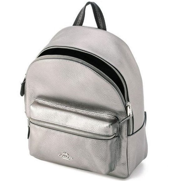 Coach Handbags - Coach Backpack Gunmetal Metallic Charlie Leather